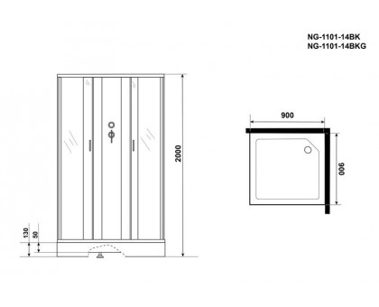 Душевая кабина Niagara NG-1101-14BK 90х90 см, с матовыми стеклами