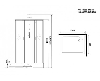 Душевая кабина Niagara NG-43285-14QBKTG 120х80 см, с матовыми стеклами