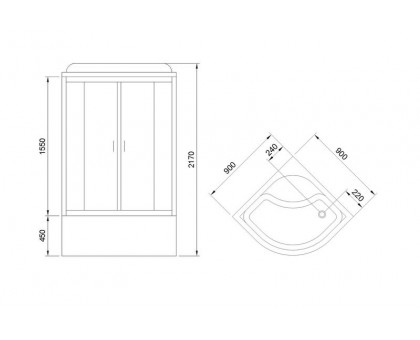 Душевая кабина Royal Bath RB 90BK2-T-CH 90х90 см, с прозрачными стеклами