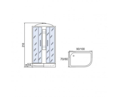 Душевая кабина Мономах 90/80/24 МЗ L  90х80х210, асимметричная