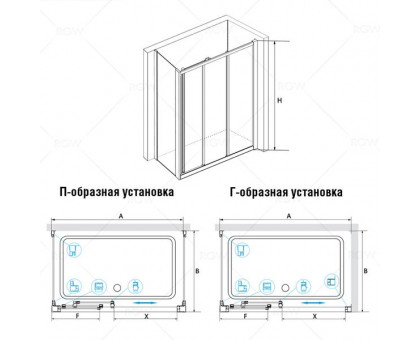 Душевой уголок RGW CL-40 (CL-11 + Z-12) 100x90, прозрачное стекло