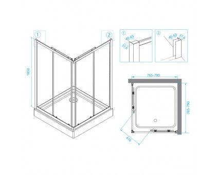 Душевой уголок RGW CL-32 80х80, стекло шиншилла