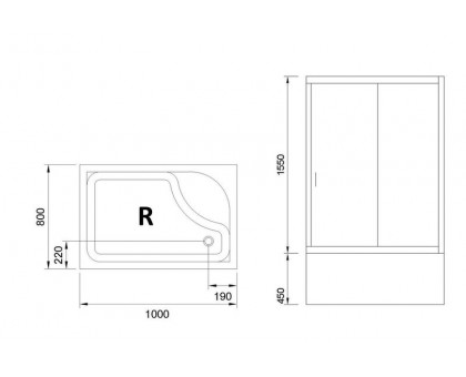 Душевой уголок Royal Bath RB 8100BP-C 100х80 см, с матовыми стеклами, правосторонний